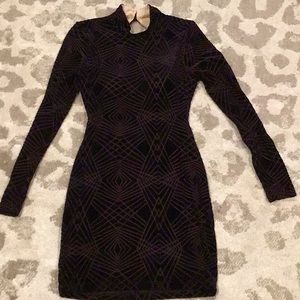 Purple velvet backless dress